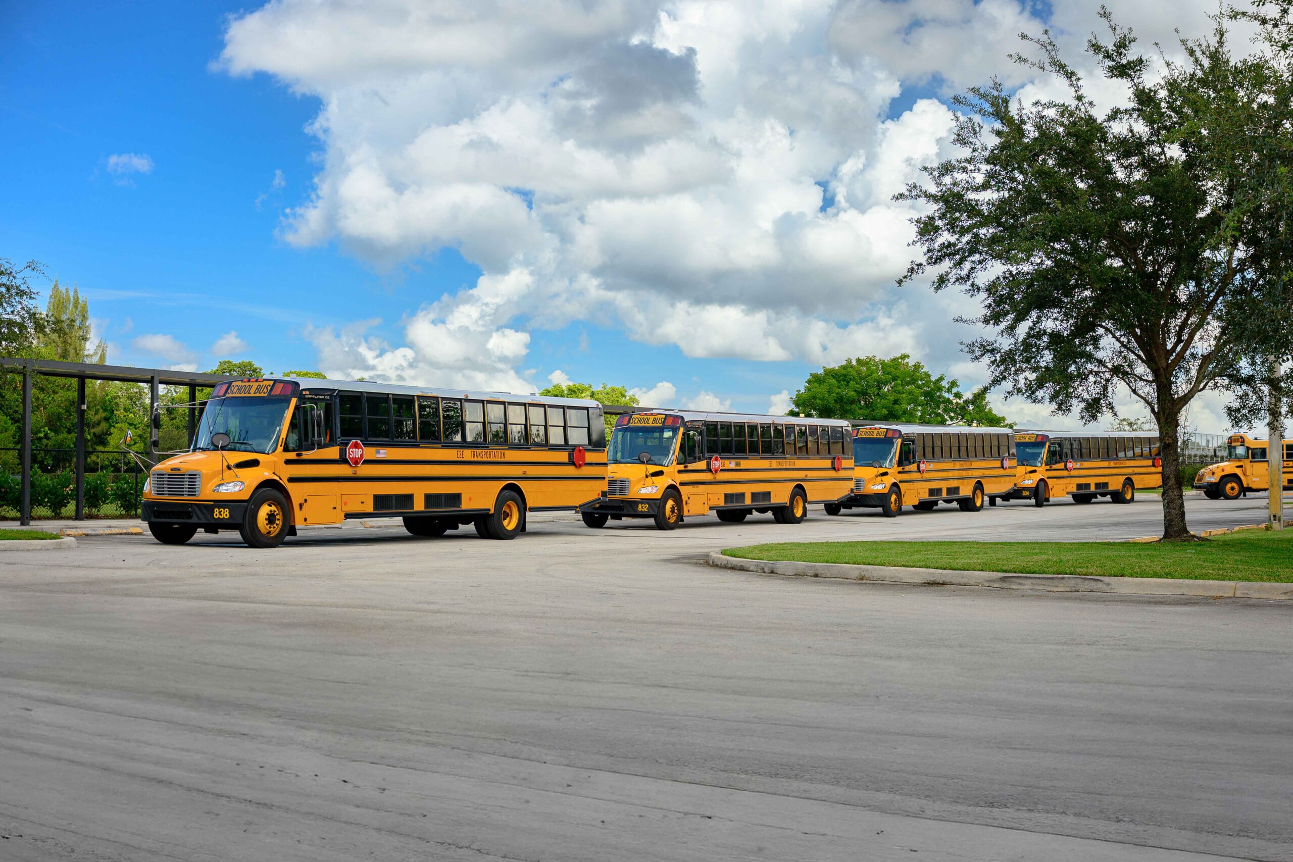 E2E Transportation buses ready for daily routes