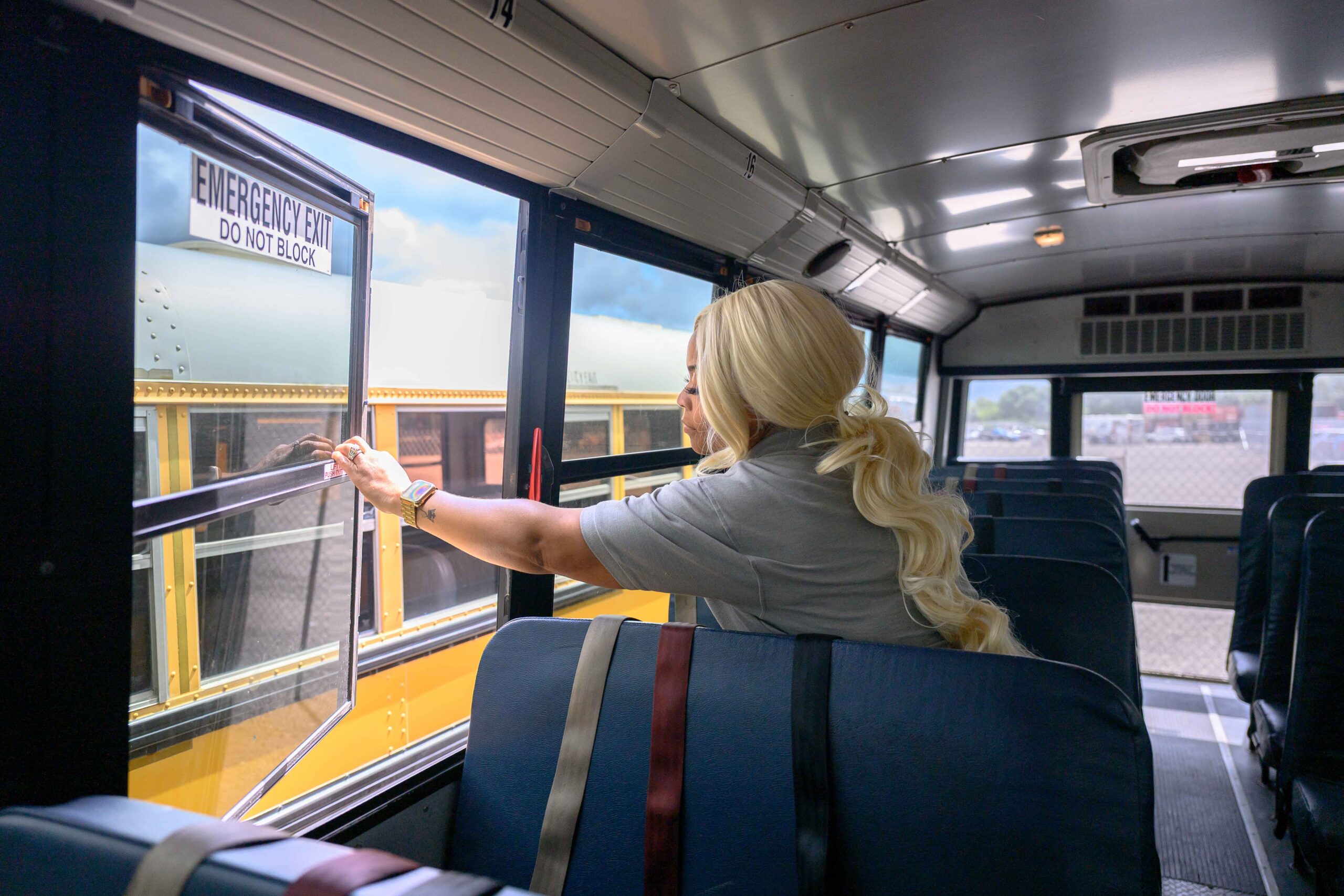 E2E Transportation driver with school bus